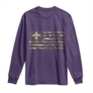 Scout Law Values Long Sleeve Shirt American Camo Flag Retro Vintage TS02 Purple Print Your Wear