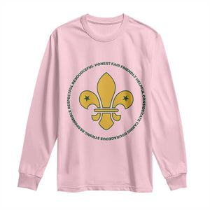 Scout Law Values Long Sleeve Shirt Scouting Troop Leader Fleur-de-Lis TS02 Light Pink Print Your Wear