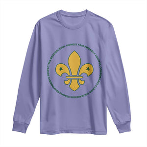 Scout Law Values Long Sleeve Shirt Scouting Troop Leader Fleur-de-Lis TS02 Violet Print Your Wear