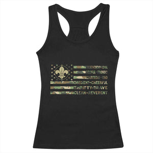 Scout Law Values Racerback Tank Top American Camo Flag Retro Vintage TS02 Black Print Your Wear
