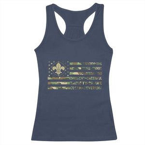 Scout Law Values Racerback Tank Top American Camo Flag Retro Vintage TS02 Navy Print Your Wear
