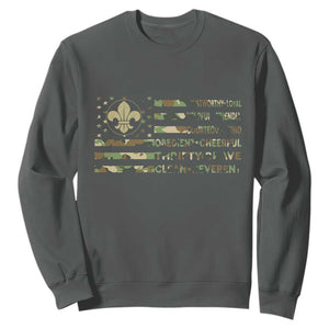 Scout Law Values Sweatshirt American Camo Flag Retro Vintage TS02 Dark Heather Print Your Wear