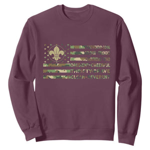 Scout Law Values Sweatshirt American Camo Flag Retro Vintage TS02 Maroon Print Your Wear