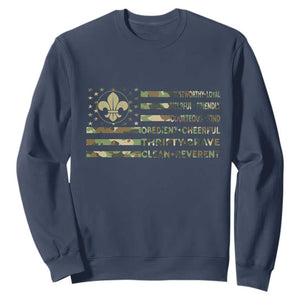 Scout Law Values Sweatshirt American Camo Flag Retro Vintage TS02 Navy Print Your Wear