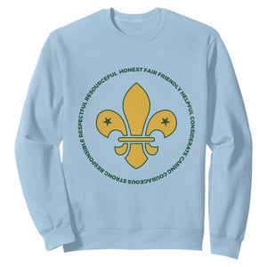 Scout Law Values Sweatshirt Scouting Troop Leader Fleur-de-Lis TS02 Light Blue Print Your Wear