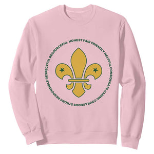 Scout Law Values Sweatshirt Scouting Troop Leader Fleur-de-Lis TS02 Light Pink Print Your Wear