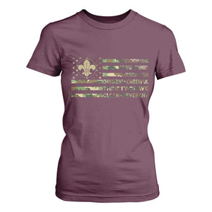 Scout Law Values T Shirt For Women American Camo Flag Retro Vintage TS02 Maroon Print Your Wear
