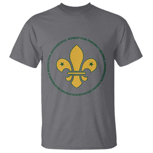 Scout Law Values T Shirt Scouting Troop Leader Fleur-de-Lis TS02 Charcoal Print Your Wear