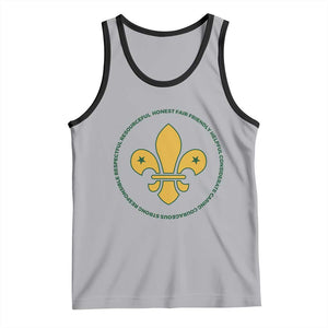 Scout Law Values Tank Top Scouting Troop Leader Fleur-de-Lis TS02 Athletic Heather Black Print Your Wear