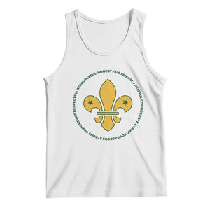 Scout Law Values Tank Top Scouting Troop Leader Fleur-de-Lis TS02 White Print Your Wear