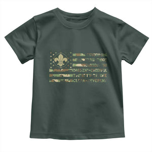 Scout Law Values Toddler T Shirt American Camo Flag Retro Vintage TS02 Dark Forest Green Print Your Wear