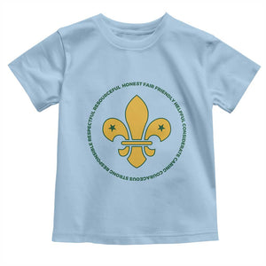 Scout Law Values Toddler T Shirt Scouting Troop Leader Fleur-de-Lis TS02 Light Blue Print Your Wear