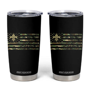 Scout Law Values Tumbler Cup American Camo Flag Retro Vintage TS02 Black Print Your Wear