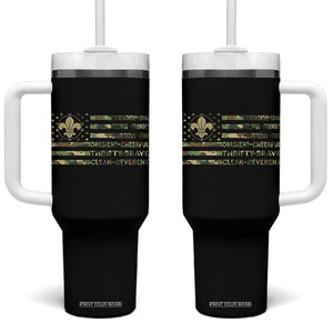 Scout Law Values Tumbler With Handle American Camo Flag Retro Vintage TS02 One Size: 40 oz Black Print Your Wear