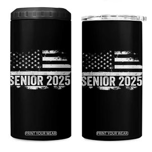 Senior 2025 Graduation 4 in 1 Can Cooler Tumbler Class Of 2025 Vintage American Flag TS11 One Size: 16 oz Black Print Your Wear