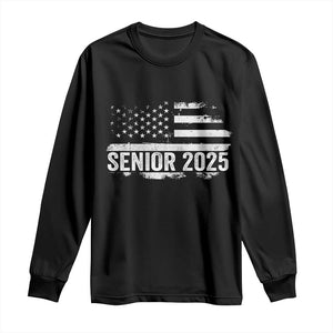 Senior 2025 Graduation Long Sleeve Shirt Class Of 2025 Vintage American Flag TS11 Black Print Your Wear