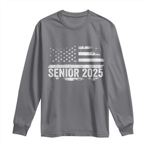 Senior 2025 Graduation Long Sleeve Shirt Class Of 2025 Vintage American Flag TS11 Charcoal Print Your Wear