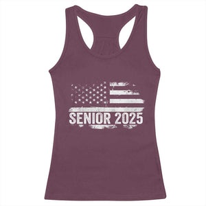 Senior 2025 Graduation Racerback Tank Top Class Of 2025 Vintage American Flag TS11 Maroon Print Your Wear