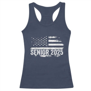 Senior 2025 Graduation Racerback Tank Top Class Of 2025 Vintage American Flag TS11 Navy Print Your Wear