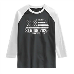 Senior 2025 Graduation Raglan Shirt Class Of 2025 Vintage American Flag TS11 Black White Print Your Wear