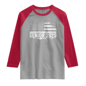 Senior 2025 Graduation Raglan Shirt Class Of 2025 Vintage American Flag TS11 Sport Gray Red Print Your Wear