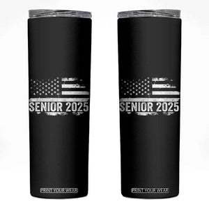 Senior 2025 Graduation Skinny Tumbler Class Of 2025 Vintage American Flag TS11 Black Print Your Wear
