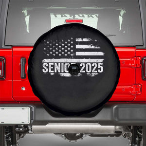 Senior 2025 Graduation Spare Tire Cover Class Of 2025 Vintage American Flag TS11 Black Print Your Wear