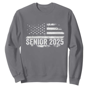 Senior 2025 Graduation Sweatshirt Class Of 2025 Vintage American Flag TS11 Charcoal Print Your Wear