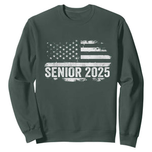 Senior 2025 Graduation Sweatshirt Class Of 2025 Vintage American Flag TS11 Dark Forest Green Print Your Wear