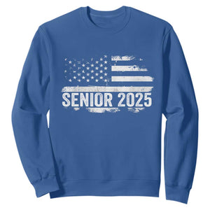 Senior 2025 Graduation Sweatshirt Class Of 2025 Vintage American Flag TS11 Royal Blue Print Your Wear