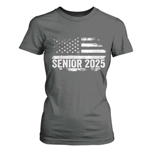 Senior 2025 Graduation T Shirt For Women Class Of 2025 Vintage American Flag TS11 Dark Heather Print Your Wear