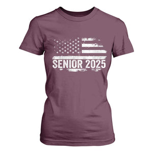 Senior 2025 Graduation T Shirt For Women Class Of 2025 Vintage American Flag TS11 Maroon Print Your Wear