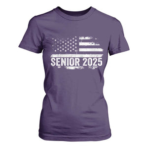 Senior 2025 Graduation T Shirt For Women Class Of 2025 Vintage American Flag TS11 Purple Print Your Wear