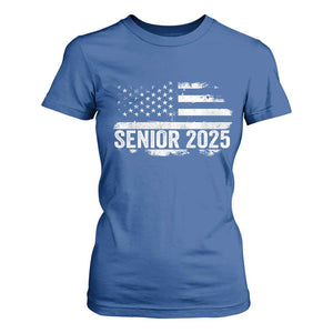 Senior 2025 Graduation T Shirt For Women Class Of 2025 Vintage American Flag TS11 Royal Blue Print Your Wear
