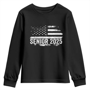 Senior 2025 Graduation Youth Sweatshirt Class Of 2025 Vintage American Flag TS11 Black Print Your Wear