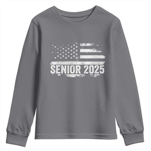 Senior 2025 Graduation Youth Sweatshirt Class Of 2025 Vintage American Flag TS11 Charcoal Print Your Wear