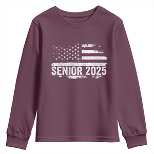 Senior 2025 Graduation Youth Sweatshirt Class Of 2025 Vintage American Flag TS11 Maroon Print Your Wear