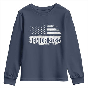 Senior 2025 Graduation Youth Sweatshirt Class Of 2025 Vintage American Flag TS11 Navy Print Your Wear