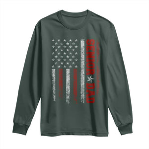 Senior Dad Long Sleeve Shirt Graduate Proud Dad Class of 2025 Vintage American Flag TS11 Dark Forest Green Print Your Wear