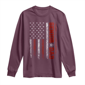 Senior Dad Long Sleeve Shirt Graduate Proud Dad Class of 2025 Vintage American Flag TS11 Maroon Print Your Wear