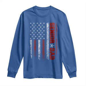 Senior Dad Long Sleeve Shirt Graduate Proud Dad Class of 2025 Vintage American Flag TS11 Royal Blue Print Your Wear