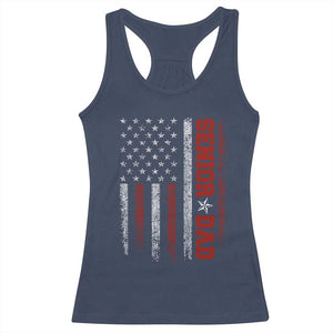 Senior Dad Racerback Tank Top Graduate Proud Dad Class of 2025 Vintage American Flag TS11 Navy Print Your Wear