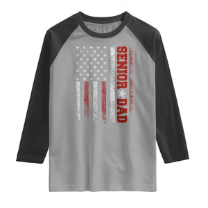Senior Dad Raglan Shirt Graduate Proud Dad Class of 2025 Vintage American Flag TS11 Sport Gray Black Print Your Wear