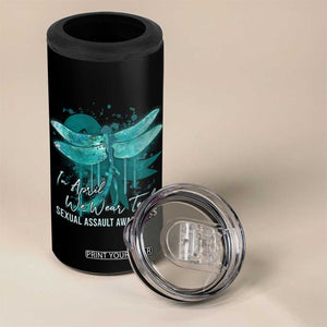 Sexual Assault Awareness 4 in 1 Can Cooler Tumbler In April We Wear Teal Ribbon Butterfly TS02 Print Your Wear