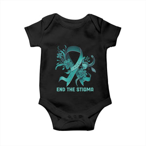 Sexual Assault Awareness Baby Onesie End The Stigma Teal Floral Ribbon TS02 Black Print Your Wear