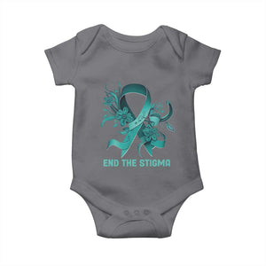 Sexual Assault Awareness Baby Onesie End The Stigma Teal Floral Ribbon TS02 Charcoal Print Your Wear