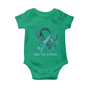 Sexual Assault Awareness Baby Onesie End The Stigma Teal Floral Ribbon TS02 Irish Green Print Your Wear