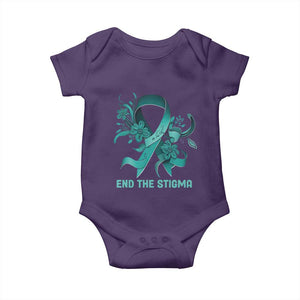 Sexual Assault Awareness Baby Onesie End The Stigma Teal Floral Ribbon TS02 Purple Print Your Wear