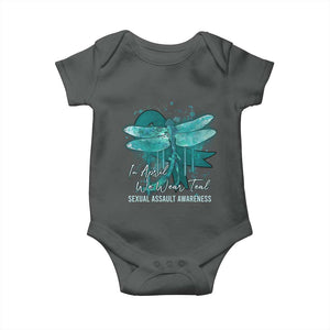Sexual Assault Awareness Baby Onesie In April We Wear Teal Ribbon Butterfly TS02 Dark Heather Print Your Wear