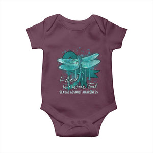Sexual Assault Awareness Baby Onesie In April We Wear Teal Ribbon Butterfly TS02 Maroon Print Your Wear